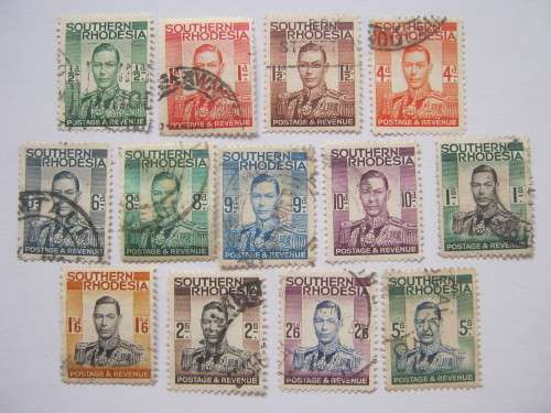 SOUTHERN RHODESIA - 1937 DEFIN ISSUE KGVI - FULL SET OF 13 - USED