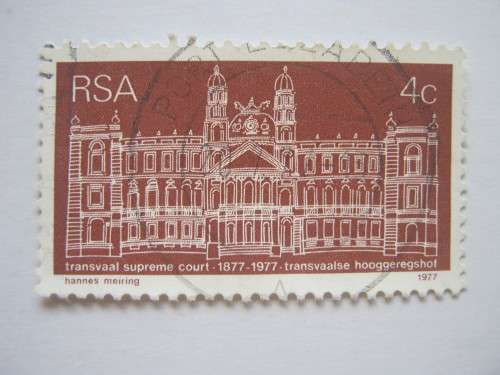 RSA - 1977 CENT OF TRANSVAAL SUPREME COURT - SINGLE - USED POSTALLY