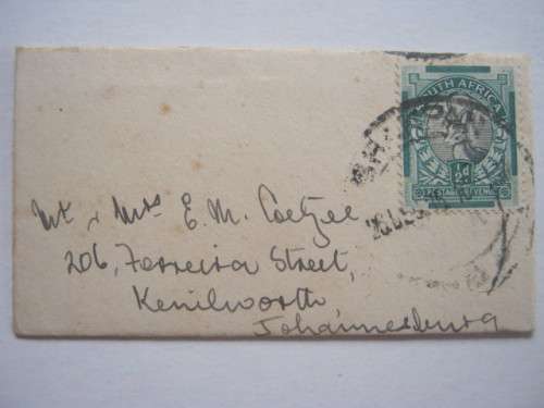 POSTAL HISTORY - 1935 WEDDING GIFT MINIATURE `THANK YOU` CARD AND ENVELOPE