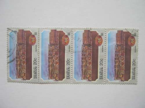 RSA - 1983 STEAM LOCOMOTIVES - 20c `16E` STRIP OF 4 - POSTALLY USED