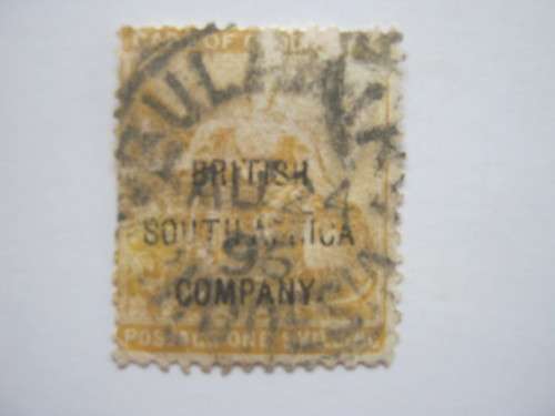 BSAC - 1896 COGH OPTD `BRITISH SOUTH AFRICA COMPANY` - 1/- YELLOW - USED WITH GOOD CANCELLATION