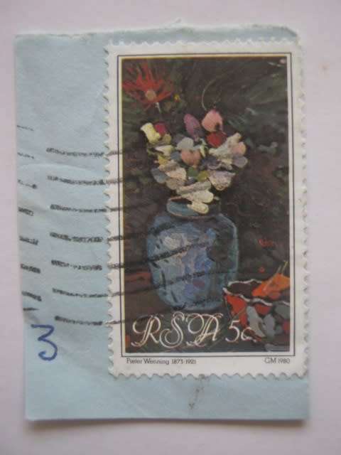 RSA - 1980 TRIBUTE TO PETER WENNING - 5c SWEAT PEAS - SINGLE WITH ERROR (RED RING) - ON PAPER