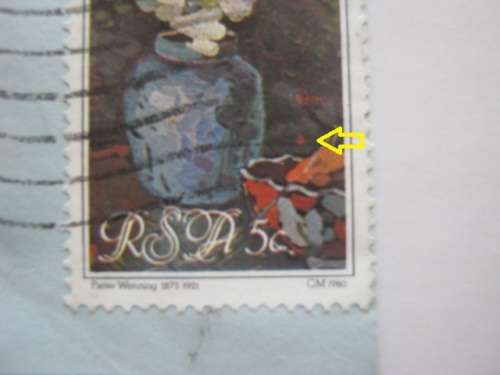 RSA - 1980 TRIBUTE TO PETER WENNING - 5c SWEAT PEAS - SINGLE WITH ERROR (RED RING) - ON PAPER