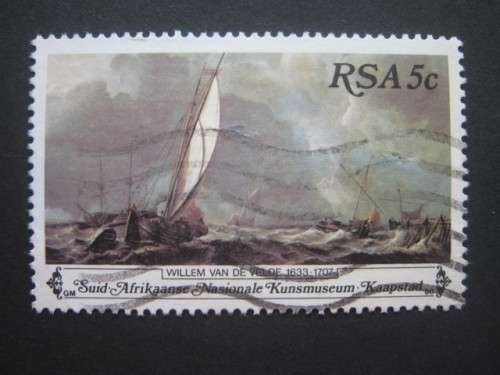 RSA - 1980 NATIONAL ART GALLERY - 5c SHIPPING - SINGLE WITH RED SPOT BELOW `5c` - USED POSTALLY