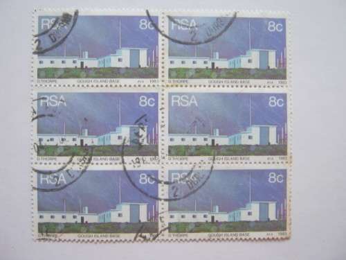 RSA - 1983 WEATHER STATIONS - 8c GOUGH ISLAND - BLOCK OF 6 - POSTALLY USED