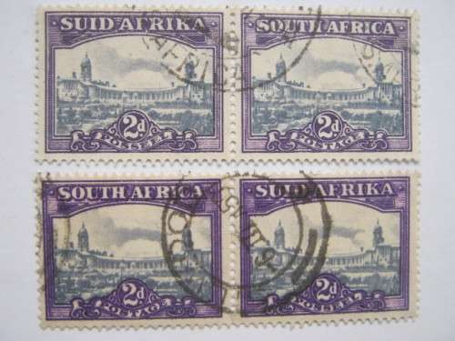 UNION - 1947-54 DEFIN ISSUE - 2d SLATE and PURPLE - 2 PAIRS (SHADES) - USED