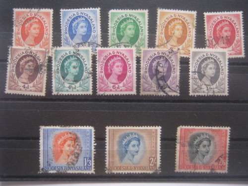 RHODESIA and NYASALAND - 1954-56 DEFIN ISSUE - PART SET OF SINGLES - USED