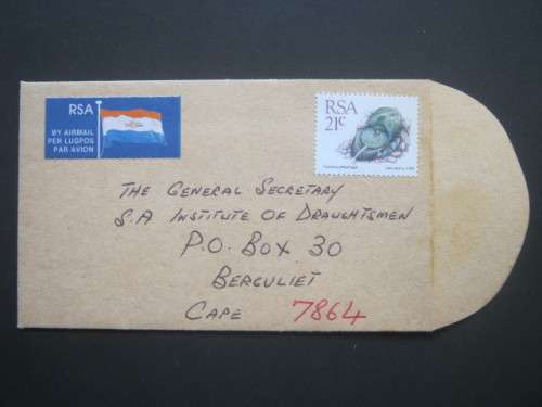 **R1 START** RSA - 1990 RSVP COVER TO SA INSTITUTE OF DRAUGHTSMEN - UNUSED