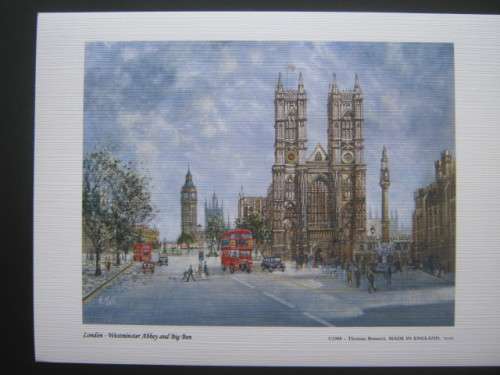 4 x ART PRINTS OF HW MOSS`s RENDITION OF FAMOUS LONDON LANDMARKS - COPYRIGHT 1988 THOMAS BENACCI