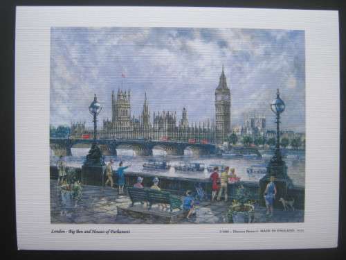 4 x ART PRINTS OF HW MOSS`s RENDITION OF FAMOUS LONDON LANDMARKS - COPYRIGHT 1988 THOMAS BENACCI