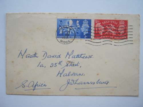 GB KGVI - 1951 FESTIVAL OF BRITAIN - SET ON PRIVATE COVER WITH FD CANCELLATION