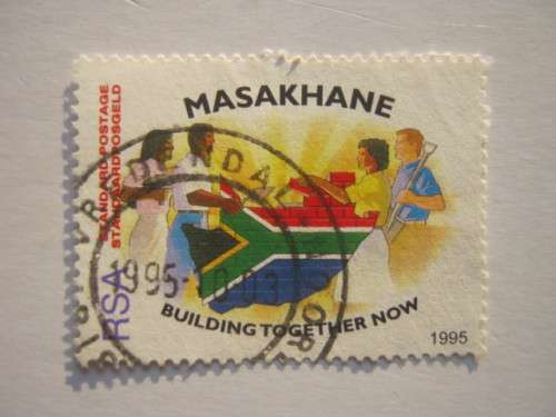 RSA - 1995 MASAKHANE. BUILDING TOGETHER NOW - SINGLE - USED POSTALLY