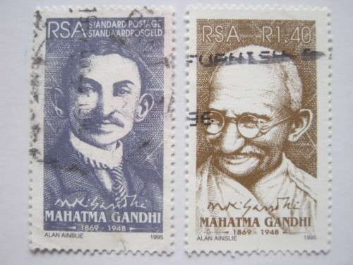 RSA - 1995 MAHATMA GANDHI COMMEMORATION - FULL SET OF SINGLES - USED POSTALLY