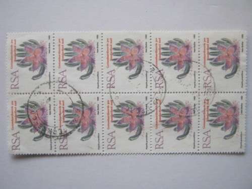 RSA - 1988 ADDT VALUE TO 5th DEFIN ISSUE - STD MAIL - BLOCK OF 10 - POSTALLY USED