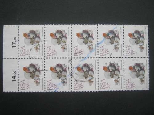RSA - 1988 5th DEFIN ISSUE (SUCCULENTS) - 35c BLOCK OF 10 - POSTALLY USED