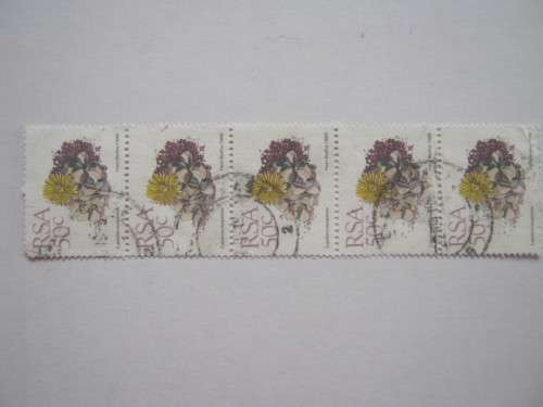 RSA - 1988 5th DEFIN ISSUE (SUCCULENTS) - 50c STRIP OF 5 - POSTALLY USED
