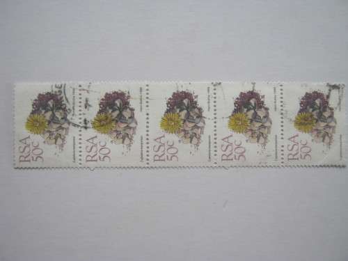 RSA - 1988 5th DEFIN ISSUE - 50c - STRIP OF 5 - POSTALLY USED