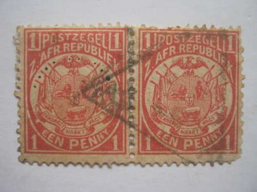 TRANSVAAL - 1885-93 DEFIN ISSUE - 1d RED - PAIR - USED
