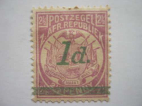 TRANSVAAL - 1895 SURCHARGES - 1d (SQUARE DOT) ON 2,5d MAUVE - SINGLE - USED
