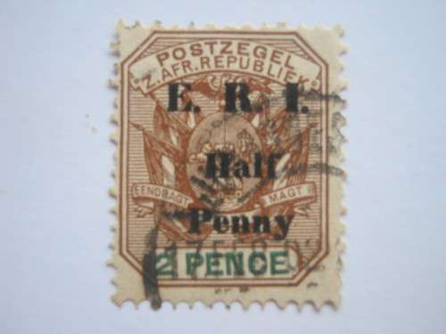TRANSVAAL - 1901 OVERPRINT `ERI Half Penny` on 2d BROWN - SINGLE - FINE USED