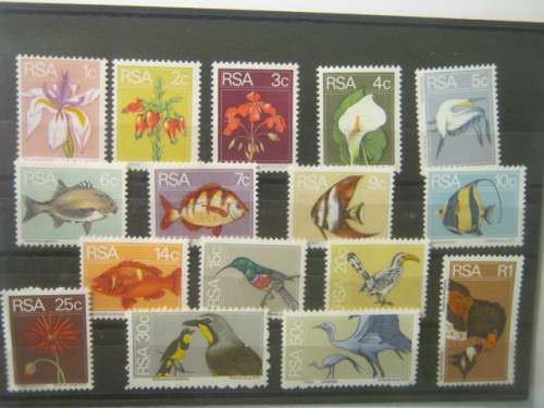 RSA - 1974 2nd defin issue (flowers, fish & birds) - Full Set of 16 singles -MNH