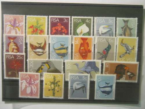 RSA - 1974 2nd DEFIN ISSUE (FLOWERS, FISH and BIRDS) - SET OF 16 PLUS 4 COILS - MNH