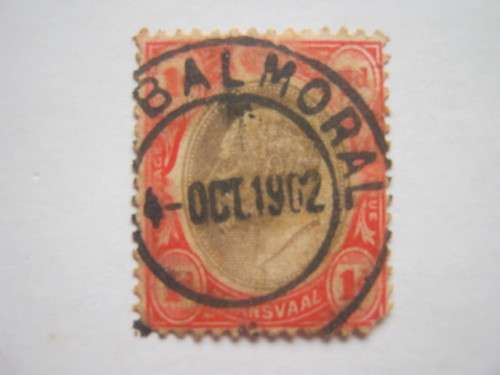 TRANSVAAL - 1902-03 DEFIN ISSUE KEVII - 1d BLACK AND CARMINE - USED SINGLE WITH CLEAR POSTMARK