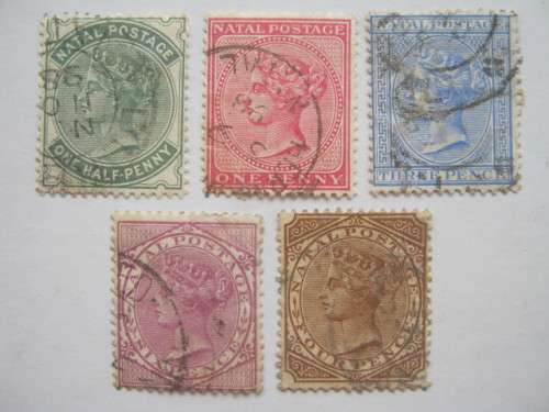 NATAL - 1882-89 DEFIN ISSUE `QV` - SHORT SET OF SINGLES - FINE USED