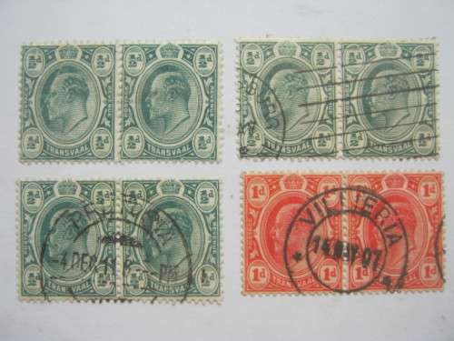 TRANSVAAL - 1905-09 DEFIN ISSUE `KEVII` - SELECTION OF PAIRS - USED