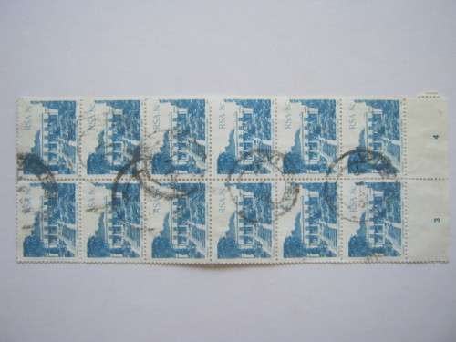RSA - 1982 4th DEFIN ISSUE (BUILDINGS) - 8c LEEUWENHOF, CAPE TOWN - BLOCK OF 12 - POSTALLY USED