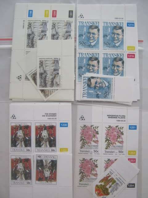 TRANSKEI - 1990 - SELECTION OF SETS OF CONTROL BLOCKS and SINGLES - MNH