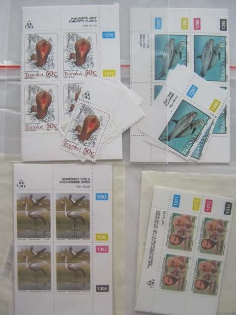 TRANSKEI - 1991 - SELECTION OF SETS OF CONTROL BLOCKS and SINGLES - MNH