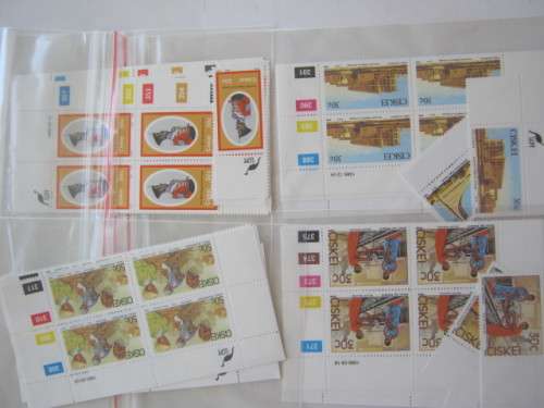 CISKEI - 1985/86 - SELECTION OF SETS OF CONTROL BLOCKS and SINGLES - MNH