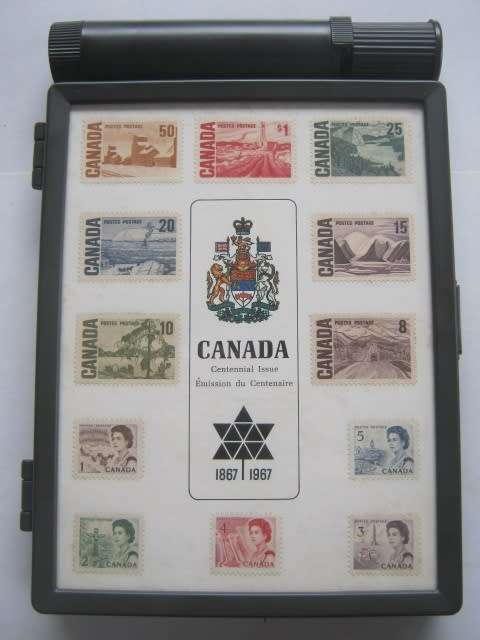 CANADA - 1967 CENTENNIAL ISSUE - FULL SET OF 12 WITH SOUVENIR STAMP CASE