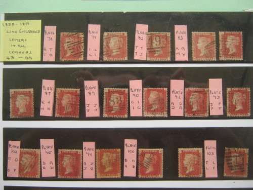 GB QV - 1837 to 1901 SELECTION OF 38 x PENNY REDS - ALL WITH DIFFERENT PLATE NUMBERS - HUGE C/V