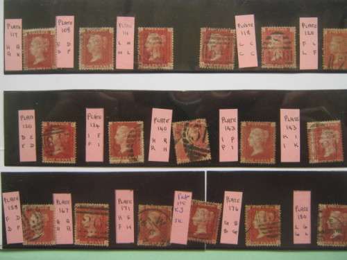 GB QV - 1837 to 1901 SELECTION OF 38 x PENNY REDS - ALL WITH DIFFERENT PLATE NUMBERS - HUGE C/V