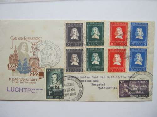 NETHERLANDS - 1952 TERCENTENARY OF JAN VAN RIEBEECK - ILLUSTRATED FDC