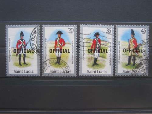**R1 START** ST. LUCIA - 1985 MILITARY UNIFORMS `OFFICIALS` - PART SET OF SINGLES - FINE USED
