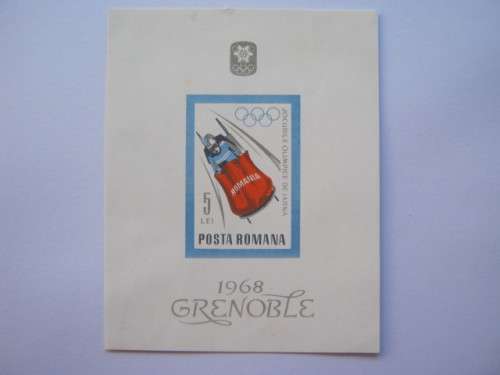 THEMATICS - ROMANIA - 1967 WINTER OLYMPICS - IMPERF MINIATURE SHEET - MNH