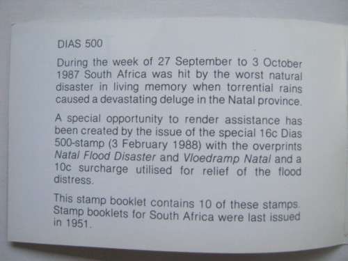 RSA - 1988 NATAL FLOOD DISASTER - BOOKLET # 3 - COMPLETE