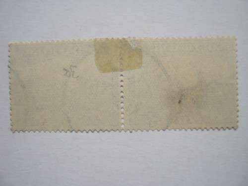 UNION - 1930-43 DEFIN ISSUE `PRETORIA` - 2d SLATE-GREY and LILAC - USED PAIR WITH CLEAR CANCELLATION