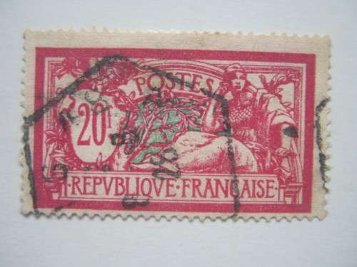 FRANCE - 1920 DEFIN ISSUE - 20f MAUVE and GREEN (TOP VALUE) - SINGLE - FINE USED