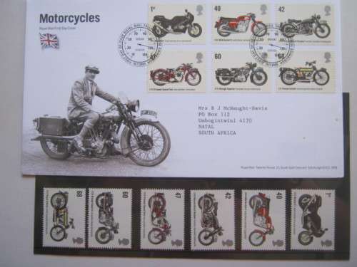 GB QEII - 2005 MOTORCYCLES - FDC plus FULL SET OF SINGLES (MNH)