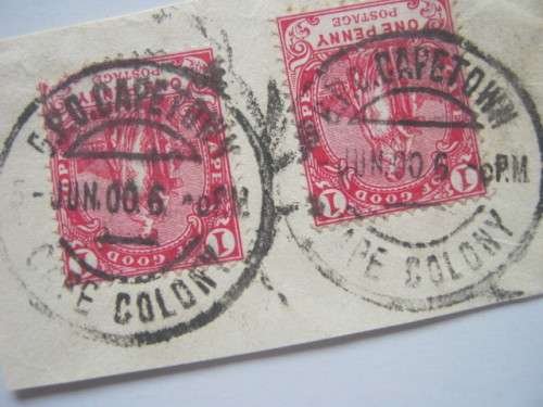 COGH - 1900 - TWO 1d CARMINE ON PIECE WITH CLEAR CANCELLATION