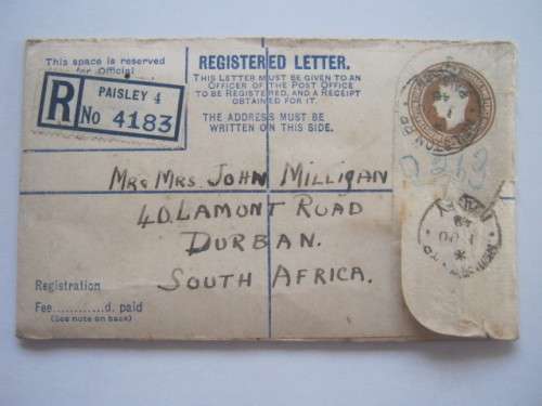 GB KGVI -  1948 POSTAL HISTORY - PRIVATE REGISTERED LETTER