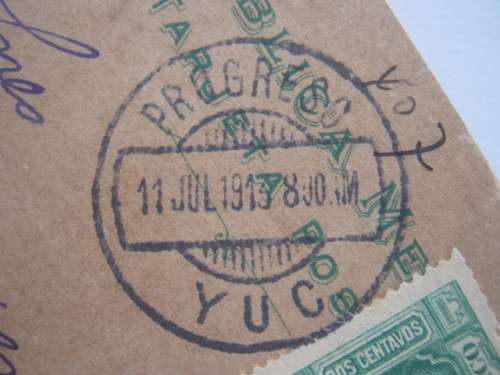 MEXICO - 1913 POSTAL HISTORY - USED POSTCARD WITH ADDITIONAL STAMP