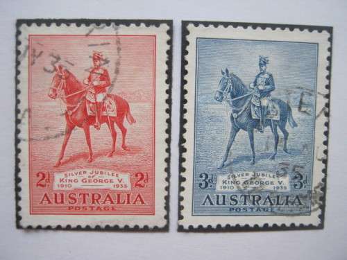 AUSTRALIA - 1935 SILVER JUBILEE - SHORT SET OF SINGLES - USED