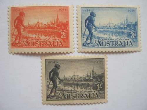 AUSTRALIA - 1934 CENTENARY OF VICTORIA - FULL SET OF SINGLES - UNUSED