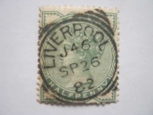 GB QV -  1880-81 DEFIN ISSUE - 1/2d GREEN - SINGLE - FINE USED WITH SUPERB CANCELLATION