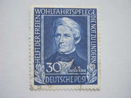 GERMANY - 1949 REFUGEES` RELIEF FUND - 30pf+15pf BLUE (TOP VALUE) - SINGLE - FINE USED